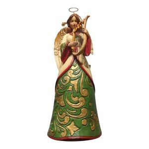 Jim Shore Heartwood Creek 2013 "Holiday Harmony" Green/Ivory Angel Holding Harp
